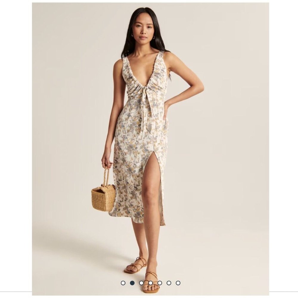 Cinched Neck Slip Midi Dress